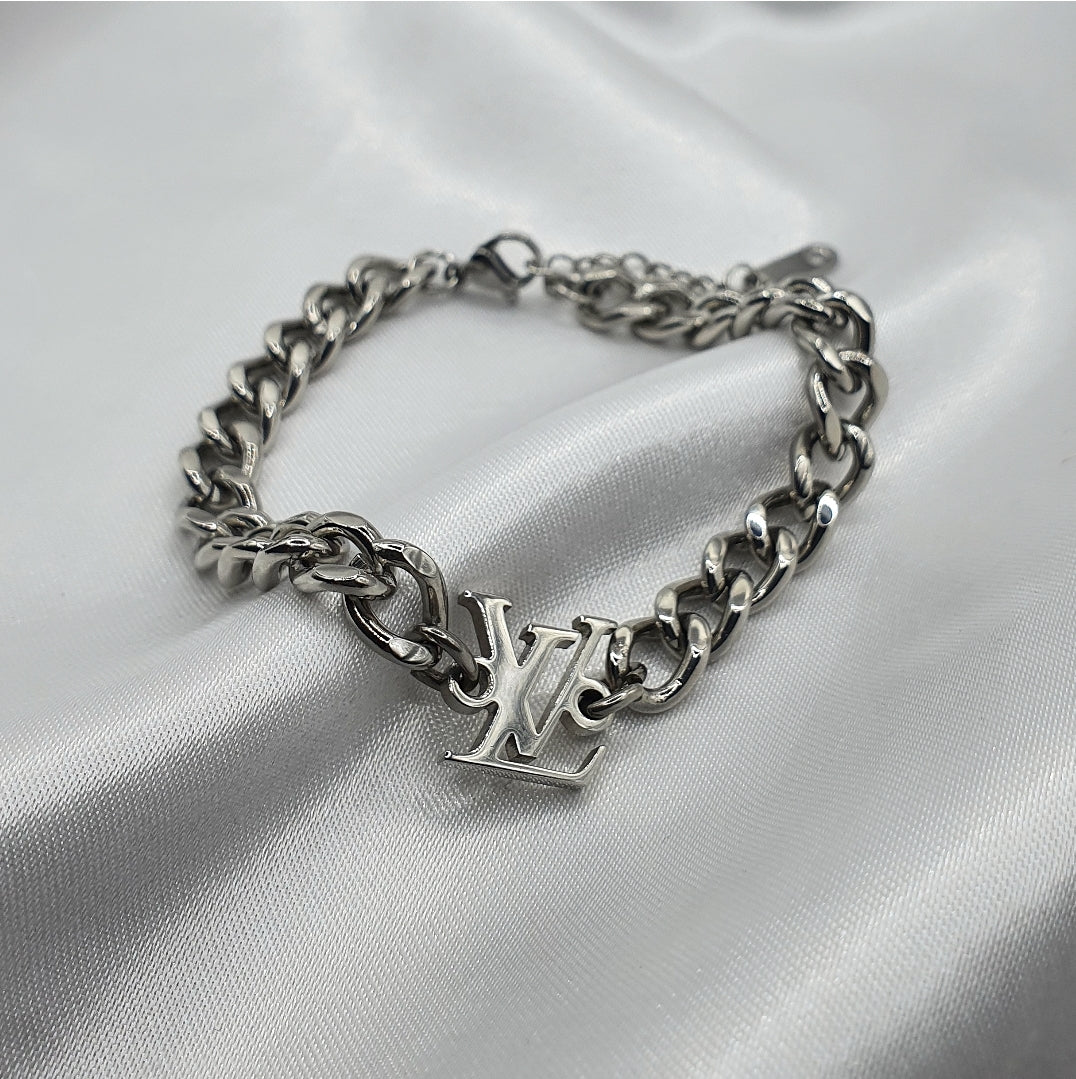 Silver LV Cuban Bracelet – Kimberly May